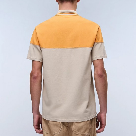 NAPAPIJRI POLO E-SATURINA RELAXED FIT LOGO ΚΙΤΡΙΝΟ-ΜΠΕΖ