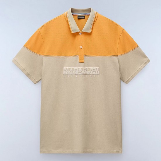 NAPAPIJRI POLO E-SATURINA RELAXED FIT LOGO ΚΙΤΡΙΝΟ-ΜΠΕΖ
