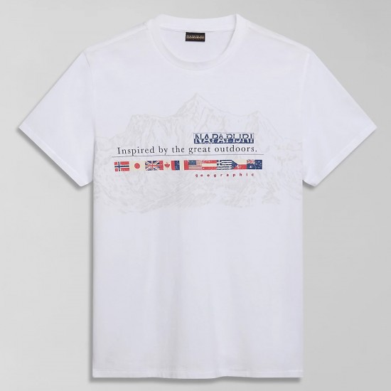 NAPAPIJRI T-SHIRT S-TURIN REGULAR FIT LOGO ΛΕΥΚΟ NAPAPIJRI T-SHIRT S-TURIN REGULAR FIT LOGO ΛΕΥΚΟ