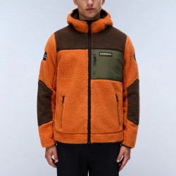NAPAPIJRI ΜΠΟΥΦΑΝ FLEECE YUPIK FZH REGULAR FIT ΜΕ ΚΟΥΚΟΥΛΑ ΚΑΦΕ-ΠΟΡΤΟΚΑΛΙ