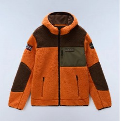 NAPAPIJRI ΜΠΟΥΦΑΝ FLEECE YUPIK FZH REGULAR FIT ΜΕ ΚΟΥΚΟΥΛΑ ΚΑΦΕ-ΠΟΡΤΟΚΑΛΙ
