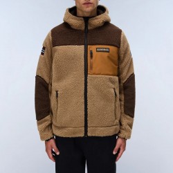NAPAPIJRI ΜΠΟΥΦΑΝ FLEECE YUPIK FZH REGULAR FIT ΜΕ ΚΟΥΚΟΥΛΑ ΚΑΦΕ-ΜΠΕΖ