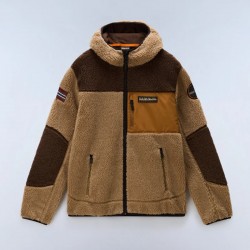 NAPAPIJRI ΜΠΟΥΦΑΝ FLEECE YUPIK FZH REGULAR FIT ΜΕ ΚΟΥΚΟΥΛΑ ΚΑΦΕ-ΜΠΕΖ