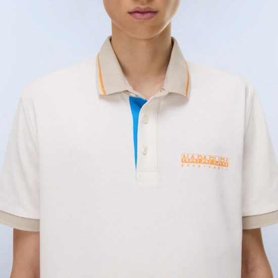 NAPAPIJRI POLO E-ZERI RELAXED FIT LOGO ΕΚΡΟΥ