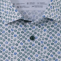 OLYMP ΠΟΥΚΑΜΙΣΟ MODERN FIT ALLOVER PRINT ΜΕΝΤΑ-ΛΕΥΚΟ