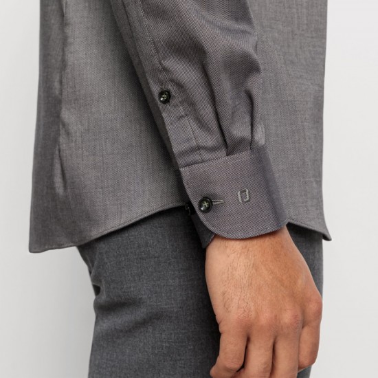 OLYMP ΠΟΥΚΑΜΙΣΟ BODY FIT EASY IRON ΜΙΚΡΟΣΧΕΔΙΟ ΓΚΡΙ