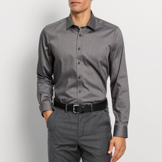 OLYMP ΠΟΥΚΑΜΙΣΟ BODY FIT EASY IRON ΜΙΚΡΟΣΧΕΔΙΟ ΓΚΡΙ