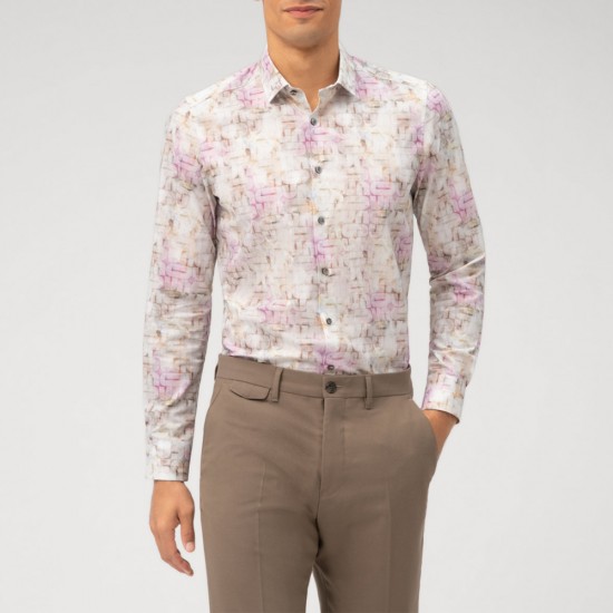 OLYMP ΠΟΥΚΑΜΙΣΟ BODY FIT ALLOVER PRINT ΠΟΛΥΧΡΩΜΟ