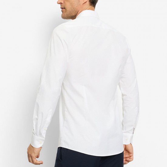 OLYMP ΠΟΥΚΑΜΙΣΟ BODY FIT CUTAWAY ΜΙΚΡΟΣΧΕΔΙΟ ΛΕΥΚΟ