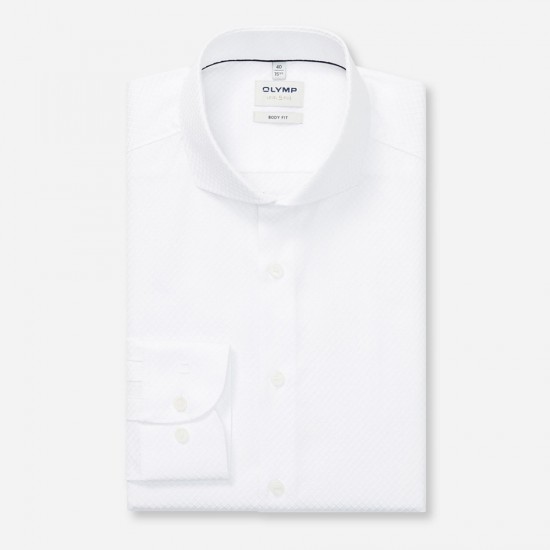 OLYMP ΠΟΥΚΑΜΙΣΟ BODY FIT CUTAWAY ΜΙΚΡΟΣΧΕΔΙΟ ΛΕΥΚΟ