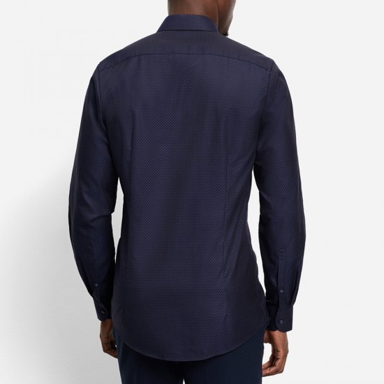 OLYMP ΠΟΥΚΑΜΙΣΟ BODY FIT CUTAWAY ΜΙΚΡΟΣΧΕΔΙΟ ΜΠΛΕ