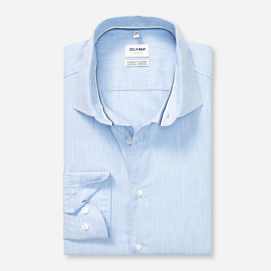 OLYMP LEVEL 5 ΠΟΥΚΑΜΙΣΟ BODY FIT GARMENT WASHED ΣΙΕΛ