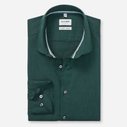 OLYMP LEVEL 5 ΠΟΥΚΑΜΙΣΟ BODY FIT GARMENT WASHED ΣΚΟΥΡΟ ΠΡΑΣΙΝΟ