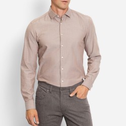 OLYMP LEVEL 5 ΠΟΥΚΑΜΙΣΟ BODY FIT GARMENT WASHED ΑΝΟΙΧΤΟ ΚΑΦΕ