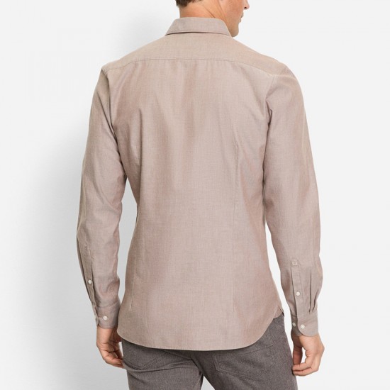 OLYMP LEVEL 5 ΠΟΥΚΑΜΙΣΟ BODY FIT GARMENT WASHED ΑΝΟΙΧΤΟ ΚΑΦΕ