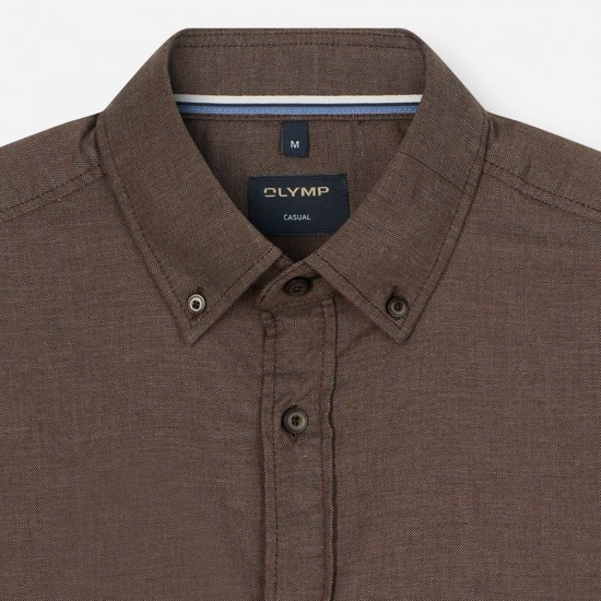 OLYMP ΠΟΥΚΑΜΙΣΟ REGULAR FIT BUTTON DOWN MOUNTAIN TWILL ΚΑΦΕ