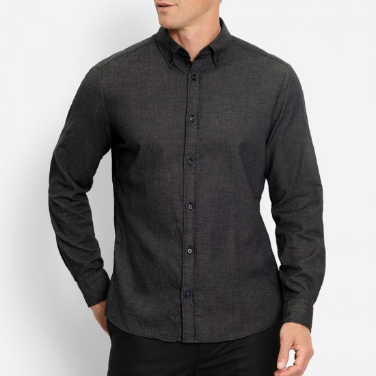 OLYMP ΠΟΥΚΑΜΙΣΟ REGULAR FIT BUTTON DOWN MOUNTAIN TWILL ΑΝΘΡΑΚΙ