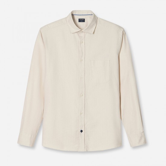 OLYMP ΠΟΥΚΑΜΙΣΟ REGULAR FIT TWO-PLY ΜΙΚΡΟΣΧΕΔΙΟ ΜΠΕΖ