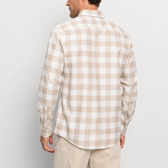 OLYMP ΠΟΥΚΑΜΙΣΟ REGULAR FIT BUTTON DOWN ΚΑΡΟ ΛΕΥΚΟ-ΜΠΕΖ