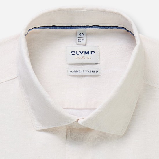 OLYMP ΠΟΥΚΑΜΙΣΟ BODY FIT GARMENT WASHED ΕΚΡΟΥ