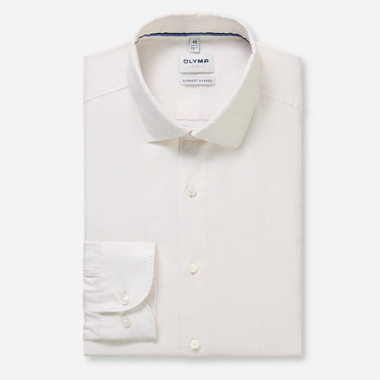 OLYMP ΠΟΥΚΑΜΙΣΟ BODY FIT GARMENT WASHED ΕΚΡΟΥ