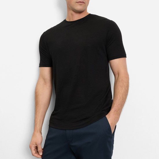 OLYMP T-SHIRT ΛΙΝΟ REGULAR FIT ΜΑΥΡΟ