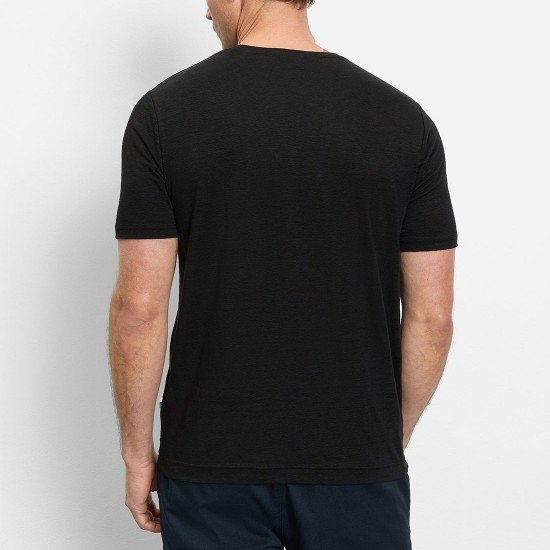 OLYMP T-SHIRT ΛΙΝΟ REGULAR FIT ΜΑΥΡΟ