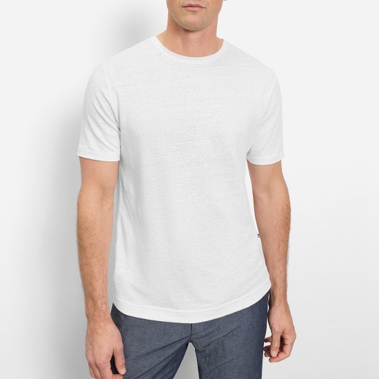 OLYMP T-SHIRT ΛΙΝΟ REGULAR FIT ΕΚΡΟΥ