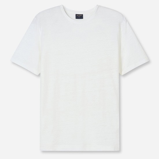 OLYMP T-SHIRT ΛΙΝΟ REGULAR FIT ΕΚΡΟΥ