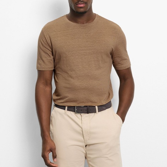 OLYMP T-SHIRT ΛΙΝΟ REGULAR FIT ΜΠΕΖ