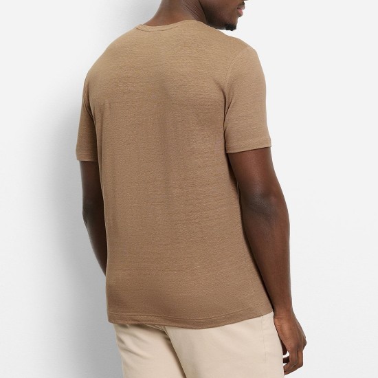 OLYMP T-SHIRT ΛΙΝΟ REGULAR FIT ΜΠΕΖ